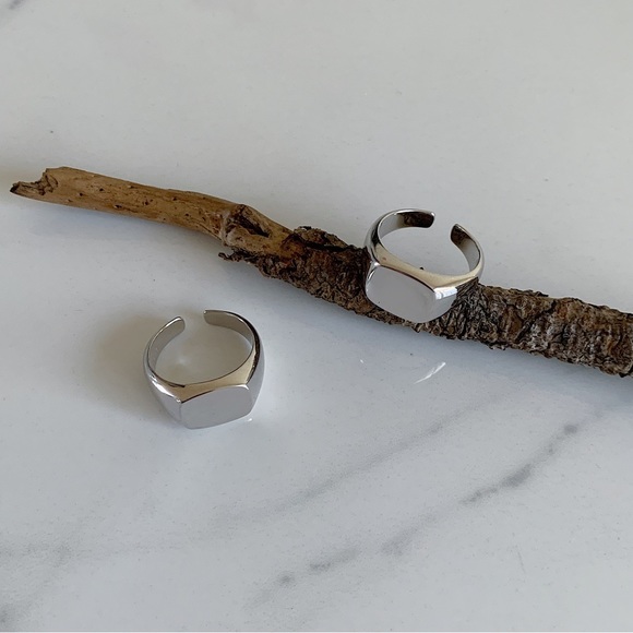 Chunky silver ring, silver stacking ring, square band ring, sterling silver ring - Picture 7 of 8